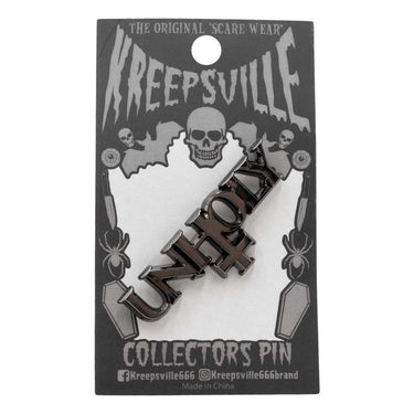 Unholy Text Enamel Pin